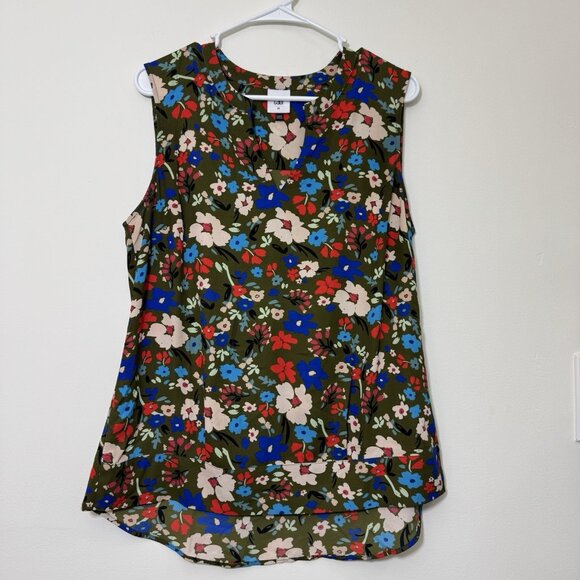 CAbi Women’s Chiffon Sleeveless Blouse Size M Semi-Sheer Floral Print Style 3981 - Picture 1 of 8